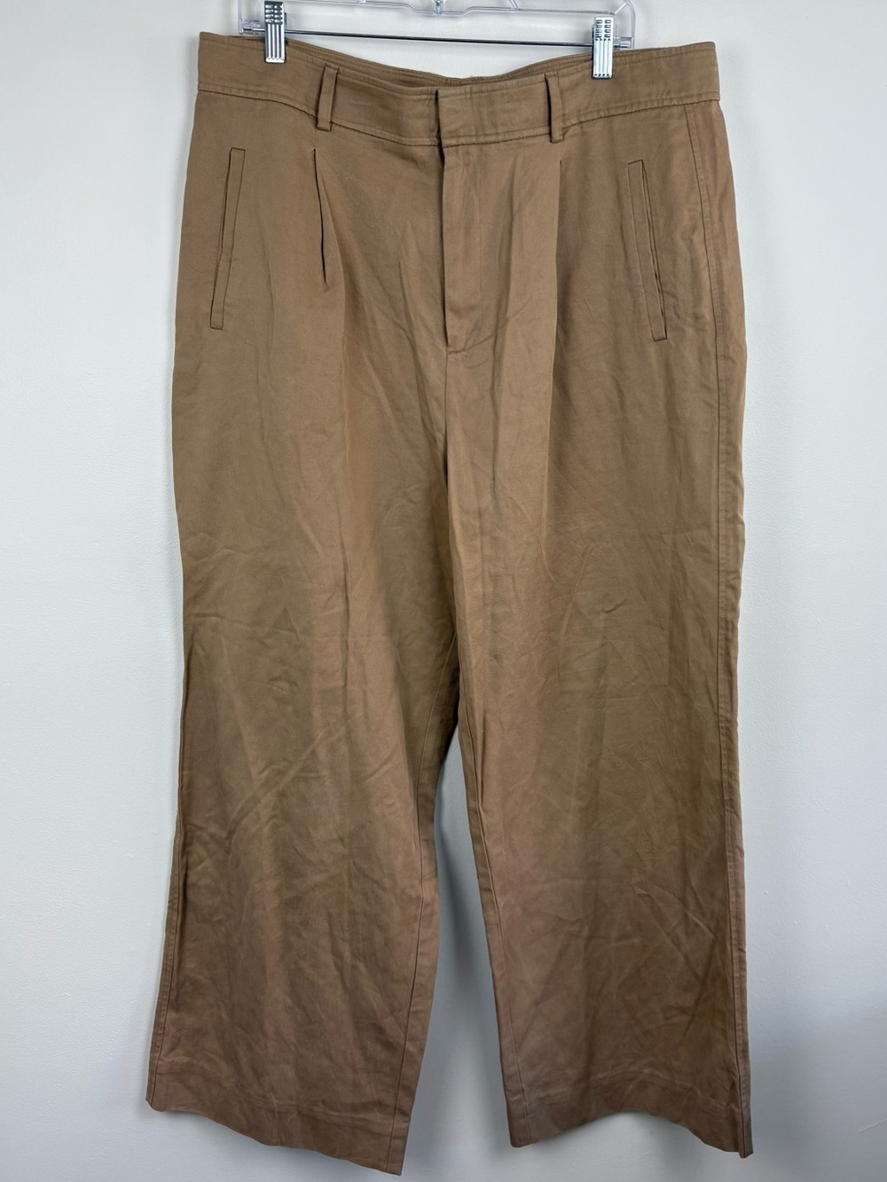 Everlane The Way-High Drape Pant Tan 16P 40% Cotton Clean Girl Normcore Academia